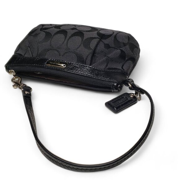 Coach Clutch Signature Embroidered Canvas Mini Wristlet Clutch Bag - Picture 6 of 8